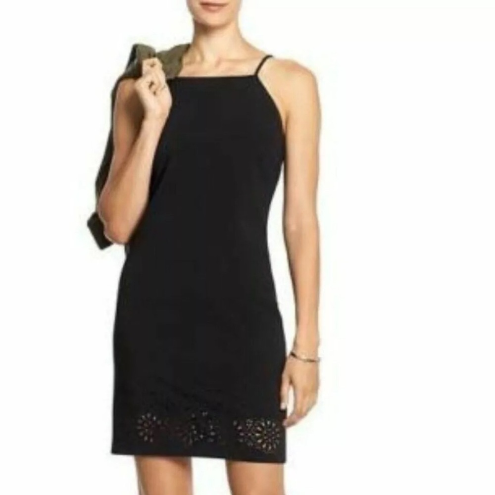 New Banana Republic Factory Black Sleeveless Laser Cut Dress Women's Size 6